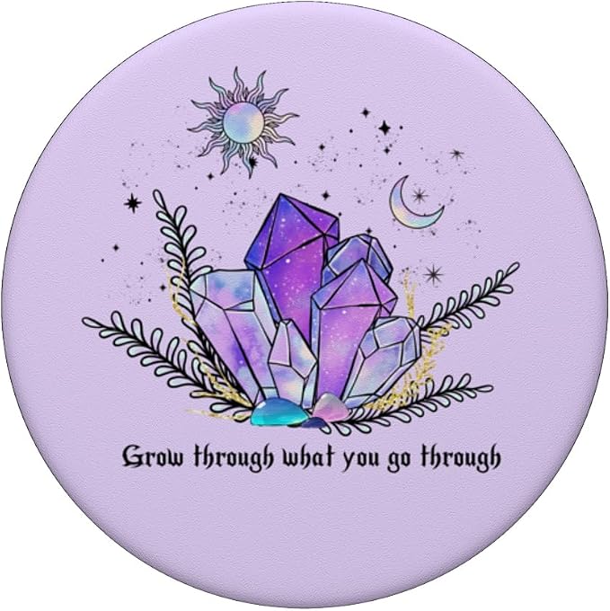 Purple Sun Moon Stars Celestial Mystical Crystals PopSockets Adhesive PopGrip