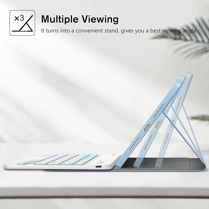 FINTIE Keyboard Case for iPad mini 7th Generation (A17 Pro) / mini 6 8.3 | Detachable Magnetic Bluetooth Keyboard Soft TPU Cover Multi-Angle Viewing Pencil Holder Backlight/Fantasy Ombre