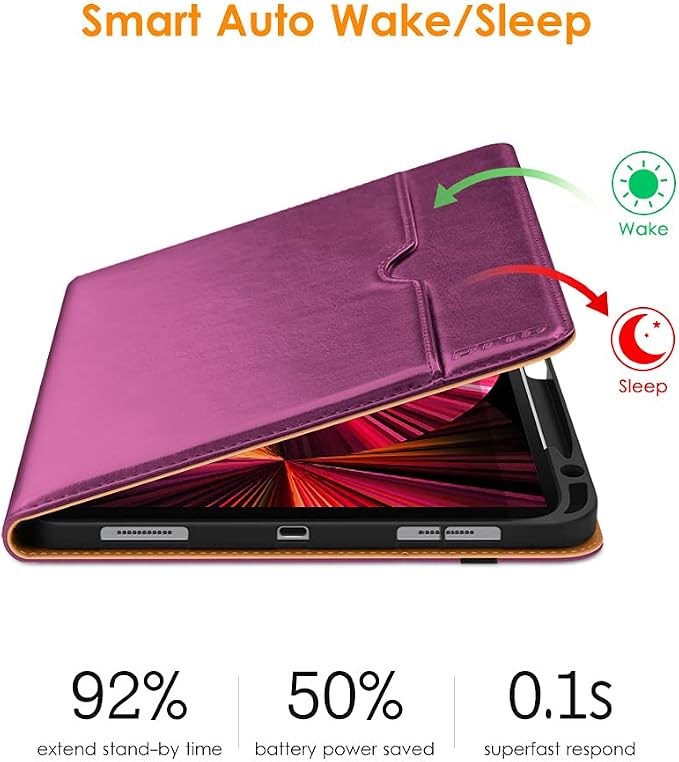DTTO Case for iPad Pro 11 Inch 4th / 3rd / 2nd / 1st Generation 2022/2021/2020/2018Premium PU Leather Folio Stand Cover with Hand Strap Auto Wake/SleepMultiple Viewing Angles Black