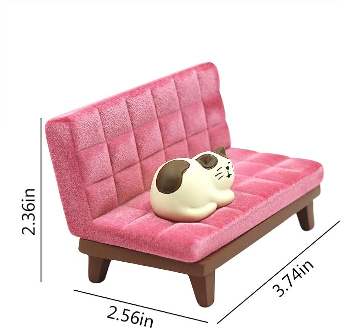 BOLLEY JOSS Desk Cell Phone Holder Stand Pink Sofa with Cute Cat Kitty for Office Free You Hands Home Ornament