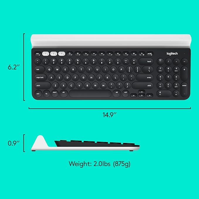 Logitech K780 Multi-Device Wireless Keyboard for Computer, Phone and Tablet – Flow Cross-Computer Control Compatible - Speckles, White