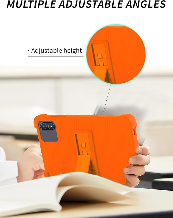 Case for Zuleisy E8A Android 15 Tablet 8.7 inch，WUNIAK Shock Proof Lightweight Stand Rubber Shell Protective CoverKids Friendly Soft Silicone Adjustable Stand CoverBlack