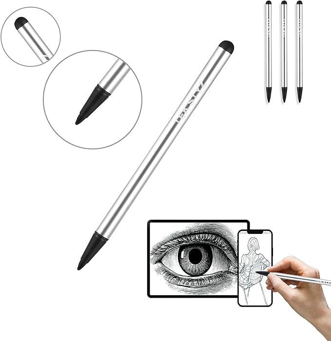 Pro Capacitive Resistive Stylus Universal 2 in 1 Compatible with Samsung Galaxy S22/S21/Ultra/S21+/Fe 5G/ High Sensitivity &amp Precision Full Size 3 Pack! (Silver)