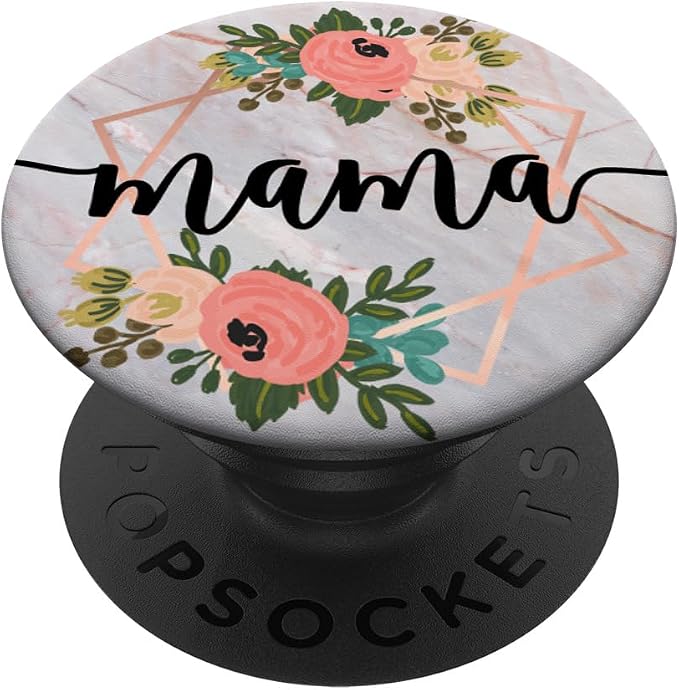 Mama in Rose Pink &amp Flowers PACM024e PopSockets Adhesive PopGrip