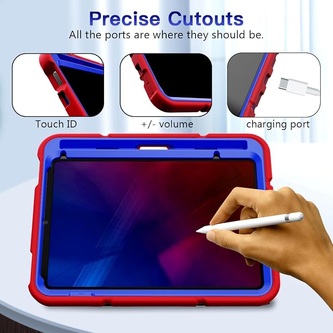 Grifobes Case for iPad mini 7th 2024 (A17 Pro) / Mini 6th Generation 2021 8.3 Heavy Duty Shockproof Cover with Pencil Holder Stand for i Pad Mini 7/6 Gen 8.3 inch Case (Black+Red+Red)