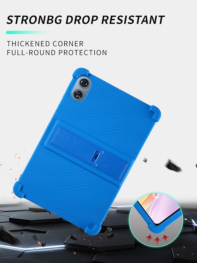 Case for Odea A12 Android 15 Tablets 12 Inch Tablet 2025- Soft Silicone Shock Proof Lightweight Stand Rubber Shell Protective CoverKids Friendly Soft Silicone Adjustable Stand CoverBlack