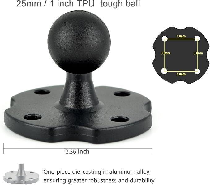 VAUBORTTI Heavy-Duty Camera Wall/Desktop Mount with 1/4"-20 Thread, Aluminum Alloy Arm, Dual Ball Heads, 1-Inch TPU Ball, Free Rotation,Compatible with DSLR, CCTV, RAM B System