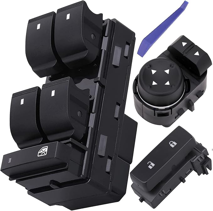 Obaee Power Window Control Switch Button & Front Driver Side Door Lock & Mirror Switch Compatible with Chevrolet Silverado/GMC Sierra 1500 2500 HD 3500 HD 2007-2013