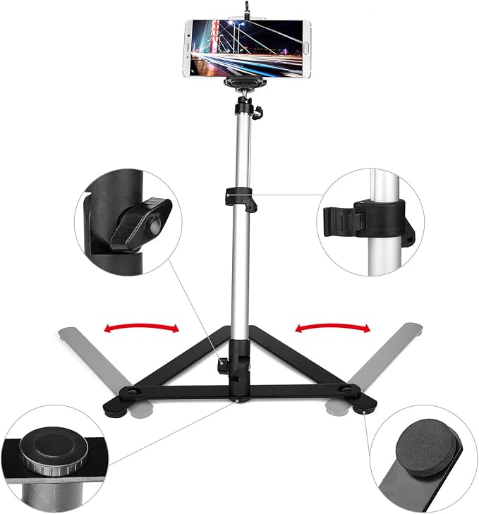 Photo Copy Pico Projector StandChromlives Overhead Tripod Video Stand for PhoneAdjustable Tabletop Overhead Phone MountGooseneck Mini Tripod Stand for Teaching Streaming Baking Crafting
