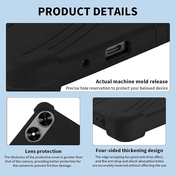 for SHARECLOUD P10_T Tablet CaseShockproof Lightweight Protective Silicone Adjustable Stand Cover for FIRYMID 1060C/Frameflow P10-A/Kairisy-P10A 10 inch Tablet (Black)