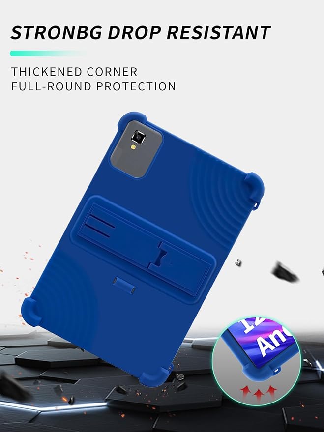 Case for YLEEBG TAB10 10 inch Android 14 TabletsWUNIAK Hollow Back DesignHeat Dissipation Shockproof Lightweight Adjustable Kickstand Silicone Shell&ampKids Friendly Soft CaseBlack