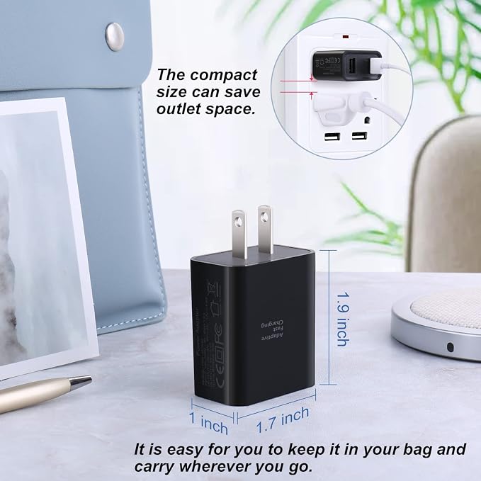 Dual USB Wall Charger Costyle 3 Pack 30W 2 Ports Adaptive Fast Charging Block Quick Fast Charger 3.0 &amp 5V 2.4A Wall Plug Compatible iPhone 13 12 11 XS MaxGalaxy A16 S10 S9Note 9 10Pixel (Black