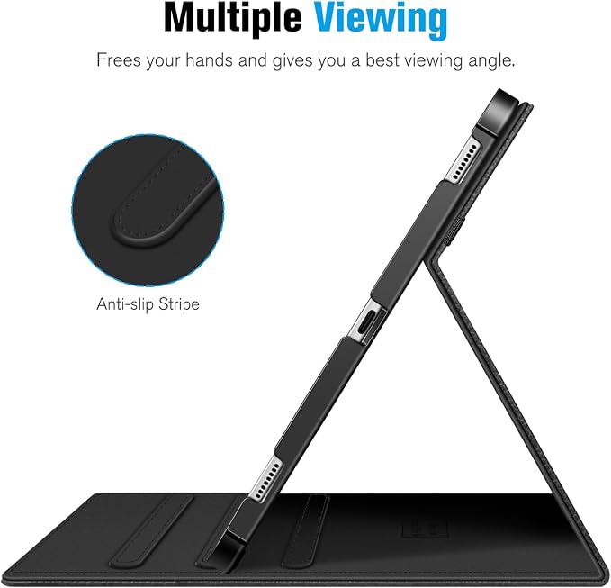 Fintie Multi-Angle Viewing Case for Samsung Galaxy Tab S8+/S7 FE/S7+ 12.4 | Front Card Pocket 3 Viewing Angles S Pen Holder Auto Wake/Sleep Black
