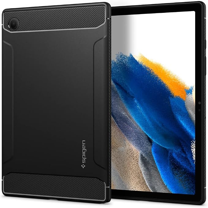 Spigen for Galaxy Tab A11+ Plus Case (2025) Rugged Armor Slim Protective Case with Carbon Fiber Design and Air Cushion Technology Matte Black