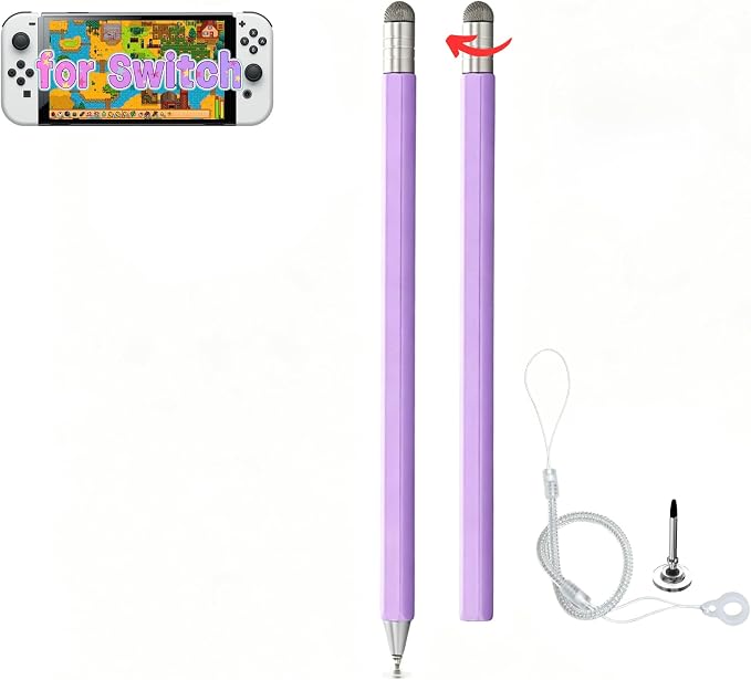 Retractable 2-in-1 Stylus Pen for Nintendo Switch 2&amp1 Dual Tips Aluminum Touch Pen for Switch OLED Lite &amp All iOS Android Touch Devices Passive No Charge Game Stylus (Black)