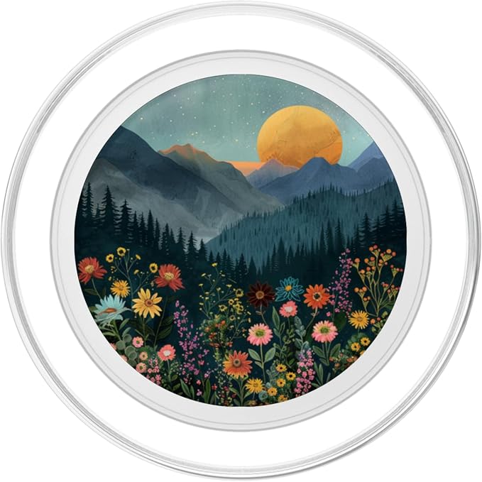 Floral Mountain Sunset Pine Tree Forest Nature PopSockets Adhesive PopGrip