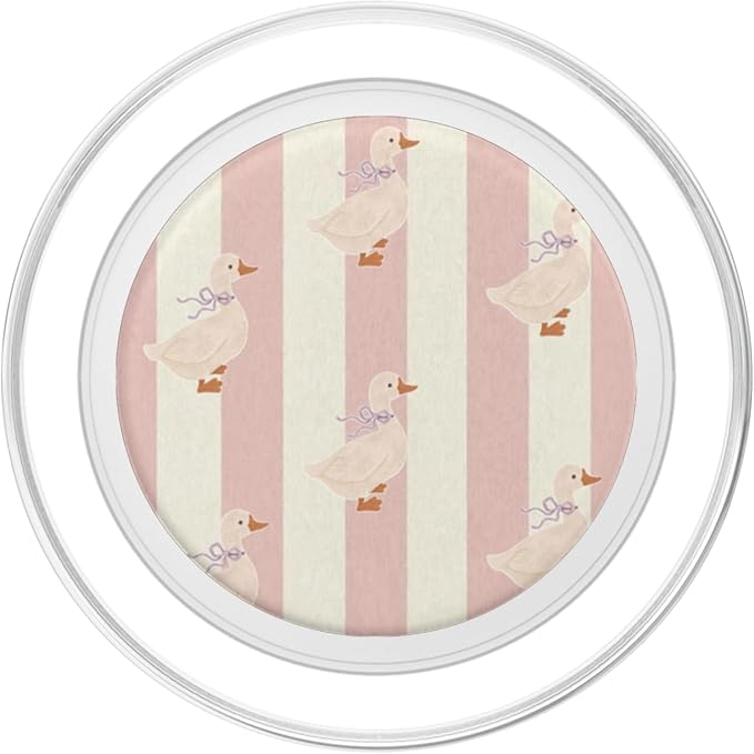 Pink Stripe Duck Pattern PopSockets Adhesive PopGrip