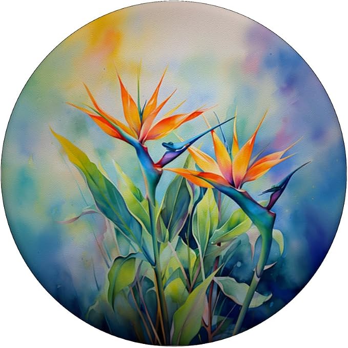 Bird of Paradise Flower Watercolor PopSockets Adhesive PopGrip