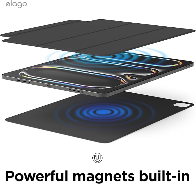 elago Magnetic Folio Case for iPad Pro 13-inch (M5 M4) | Back Plate can be Attached to Metal Materials Magnetic Back Plate Wake/Sleep Compatible with Apple Pencil 2 [Blue]
