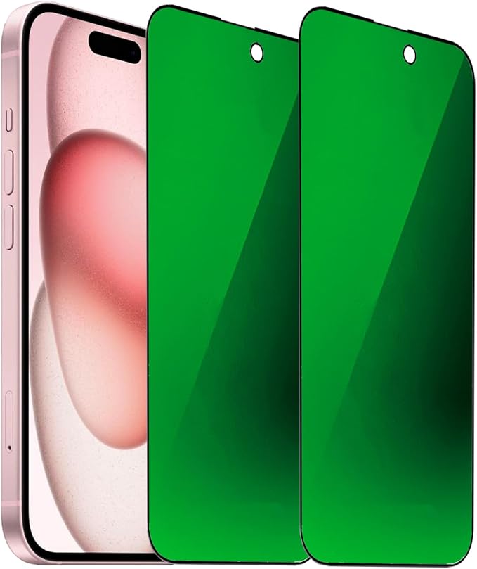 2 Pack Anti-Blue Privacy Tempered Glass Suit for iPhone 11 / iPhone XR Mirror Anti-Spy Screen Protector Anti-Peeping Film Electroplated 9H Hardness Anti-scratch 6.1 inch(Green)