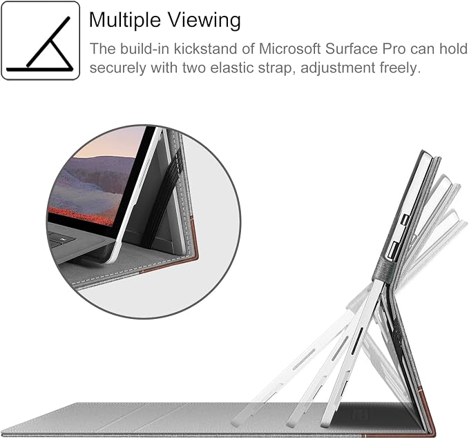 Fintie Case for 12.3 Inch Microsoft Surface Pro 7 Plus Surface Pro 7/6/5/4/3 - Portfolio Business Cover with Pocket Compatible with Type Cover Keyboard Black