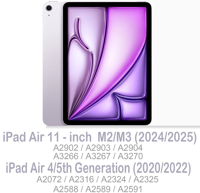 Feams Y Fold Folio for iPad Air 11-inch M4 2026/ M3 2025 / M2 2024 iPad Air 5th/4th Generation 2022/2020 10.9 Inch Y-Shaped Stand Magnetic Attachment Back Cover with Clasp &amp Auto Sleep Black