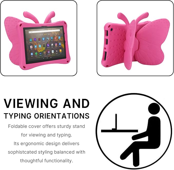 Simicoo Fire Max 11 Tablet 2023 Cute Butterfly Case with Stand for Kids Girl Light Weight EVA Rugged Shockproof Full Cover Kids Friendly Kids case for Fire Max 11(Blue)