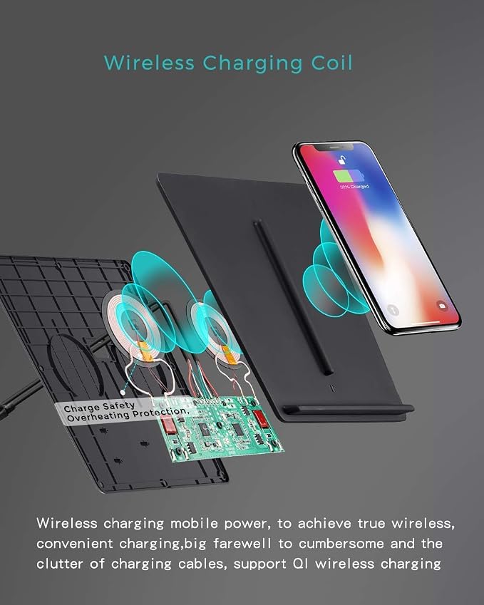 TAPTES Wireless Charger for Tesla Model 3 2017 2018 2019 2020 Dual Phone Charging Pad for Tesla Model 3 Accessories Car Center Console Interior Compatible with iPhone &amp Smartphones Black