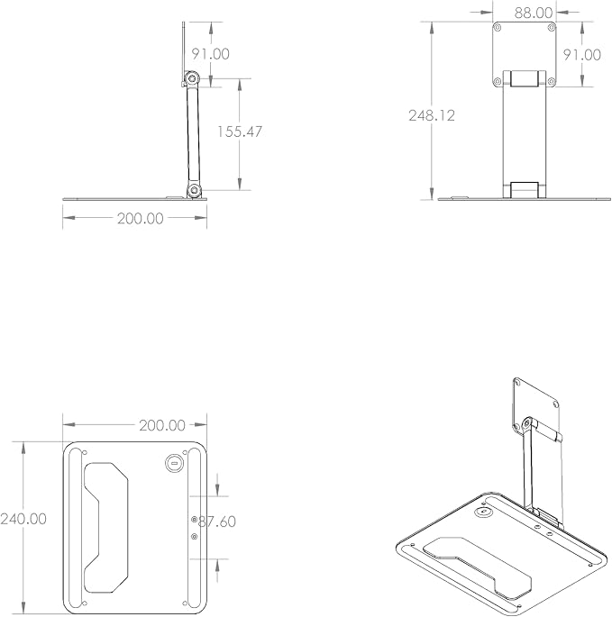 Anti-Theft Acrylic Case with EZ Foldable Aluminum Desktop Stand for Samsung Galaxy TAB Tablets (Black TAB A8 10.5)
