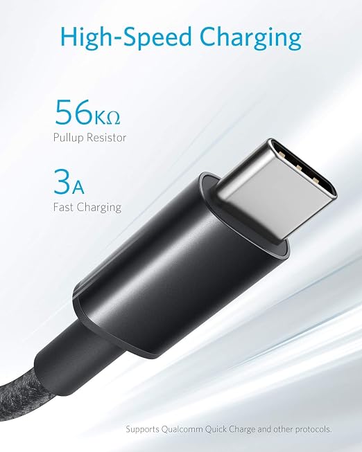 Anker Cable [2 Pack 10ft] USB A to USB C Cable for iPhone 17 SeriesSamsung Galaxy S10 S10+ LG V30 Beats Fit Pro and More (Black).