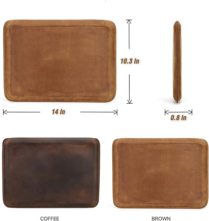 Top Grain Leather 12.9 Tablet Sleeve Slim Protector Vintage Design Fully Handmade Compatible with 12.9 iPad Pro 3/4/5/6 Gen Fits A2233 A2069 A2378 A2379 A2461 A2462 Coffee 12.9 Inch