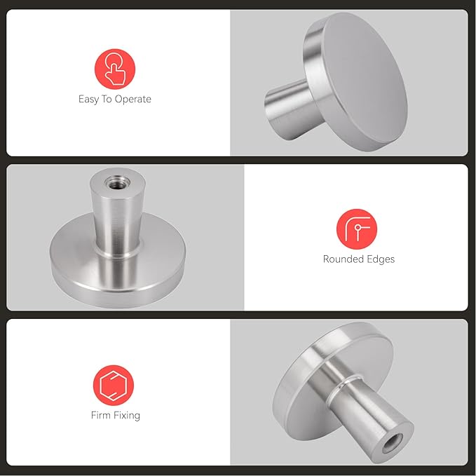 homdiy 40 Pack Brushed Nickel Cabinet Knobs Round Kitchen Handles Zinc Alloy Metal Hardware for Dresser Drawer Desk Cupboard