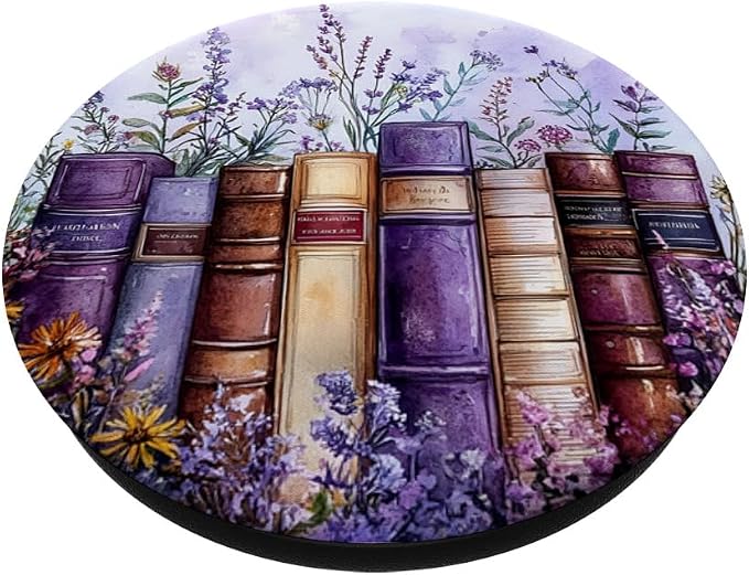 Book Lover Purple Wildflower Book Themed Floral Bookworm PopSockets PopGrip for MagSafe