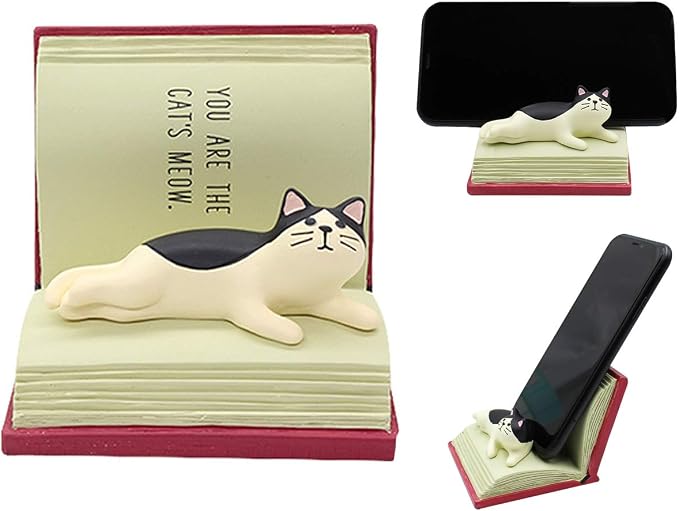 BOLLEY JOSS Desk Cell Phone Holder Stand Pink Sofa with Cute Cat Kitty for Office Free You Hands Home Ornament