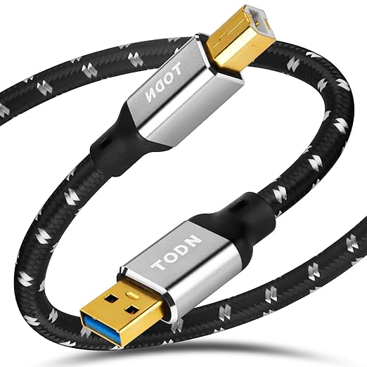 TODN Audiophile USB A to USB B Cable OCC Silver Plated USB Audio Cable HiFi 3.0 USB A to B Cable for DAC Sound Card Digital Piano Mixer Amplifier &amp Printer (9.8FT/3M)
