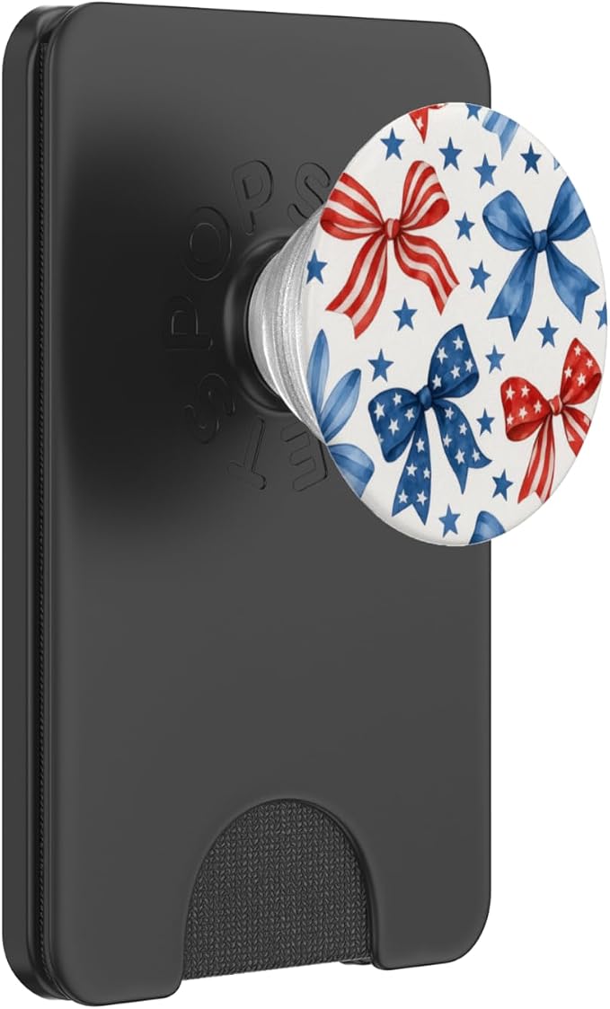 4th of July Red White Blue Bows and Stars PopSockets Adhesive PopGrip