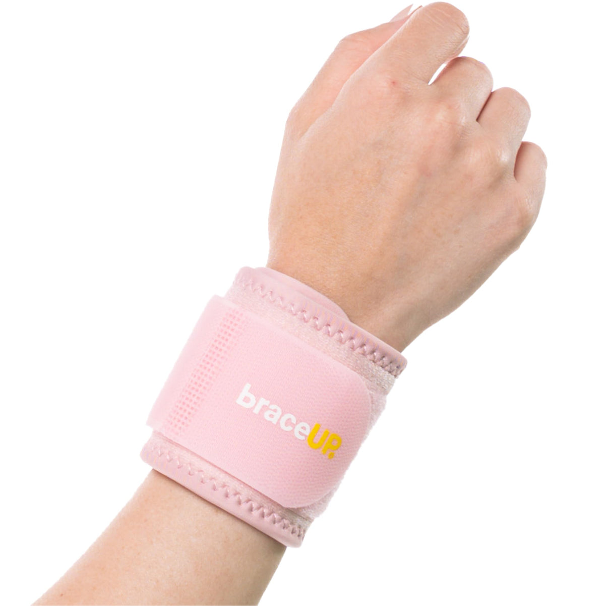 BraceUP Wrist Compression Strap and Support Brace, One Size Adjustable, 1 PC (Pink)