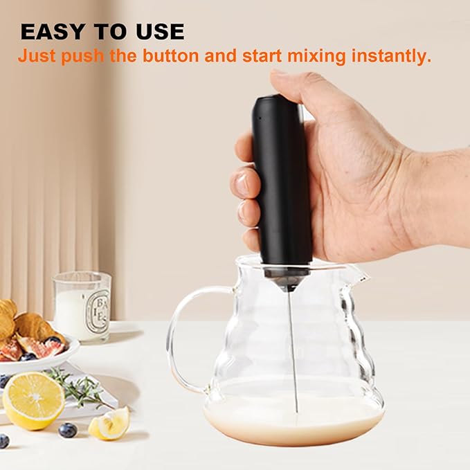 Soenglyun Rechargeable Milk Frother Handheld Foam Maker, Black