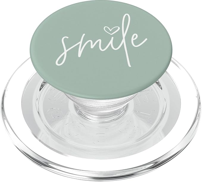 Smile Positive Inspirational Quote - Pastel Sage Green PopSockets Adhesive PopGrip