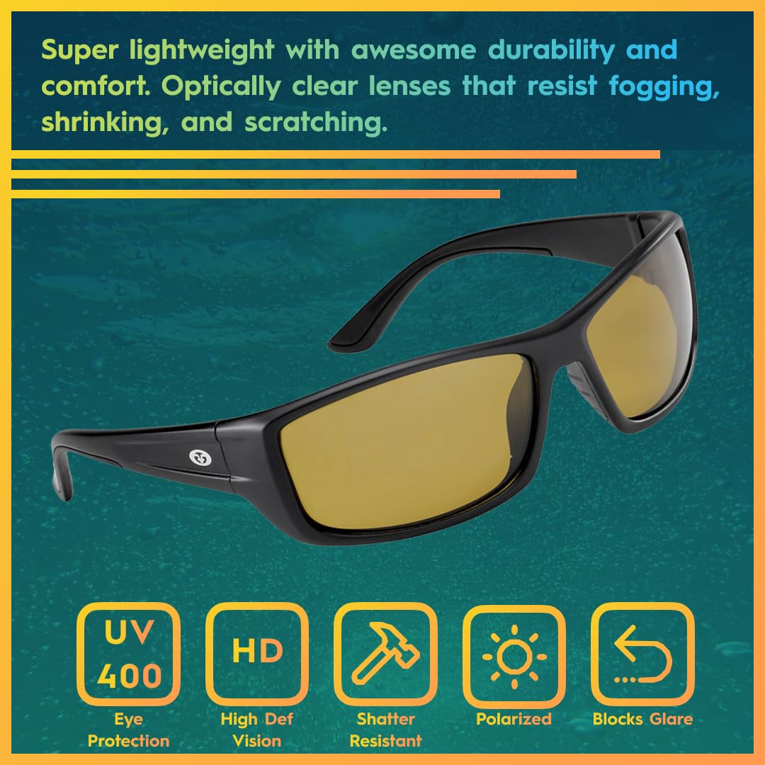 Flying Fisherman 7719BY Buchanan Polarized Sunglasses Black Yellow Amber