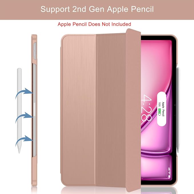 Soke Case for iPad Air 13 Inch (M3/M2) 2025/2024iPad Pro 12.9 2022 2021(6th 5th Generation) - [Slim Trifold Stand + Auto Wake/Sleep]Protective Hard PC Back Cover (Black)