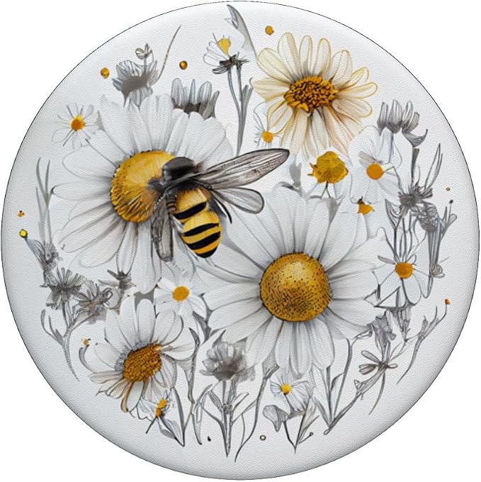 Bee Honeybee Daisy Flowers PopSockets Adhesive PopGrip