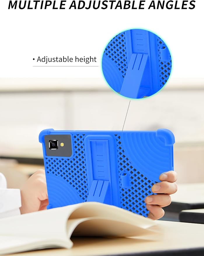 Case for YLEEBG TAB10 10 inch Android 14 TabletsWUNIAK Hollow Back DesignHeat Dissipation Shockproof Lightweight Adjustable Kickstand Silicone Shell&ampKids Friendly Soft CaseBlack