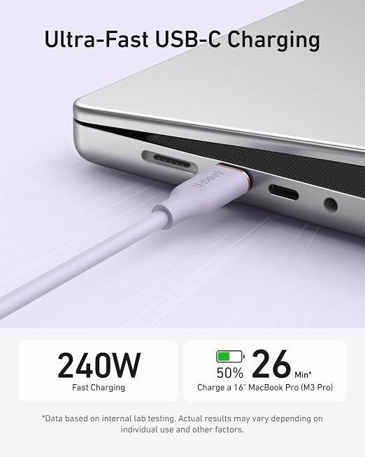 Anker USB C Cable 240W Type C Fast Charging (2-Pack 6 ft Black + White) | USB 2.0 for iPhone 17 / 16 / 15 Series MacBook Pro 2020 and More