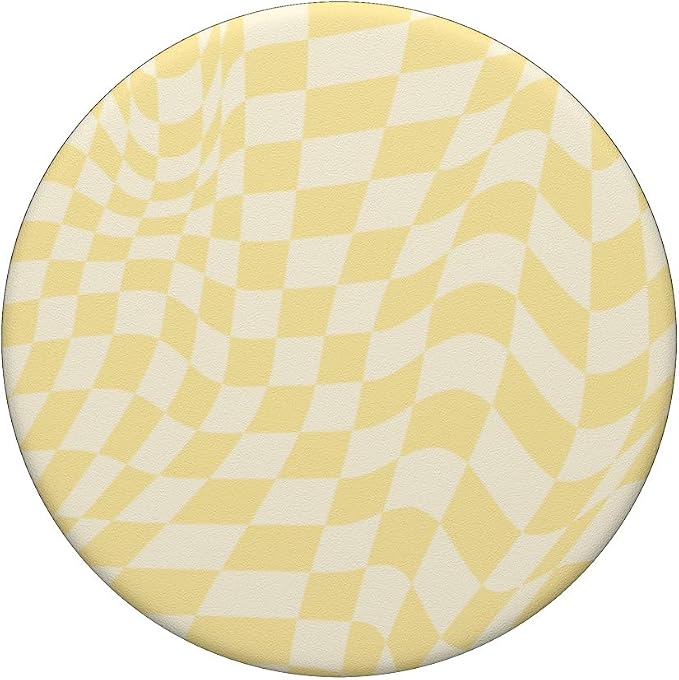 Retro Butter Yellow Checkered Pattern Wavy Checkerboard PopSockets PopWallet for MagSafe