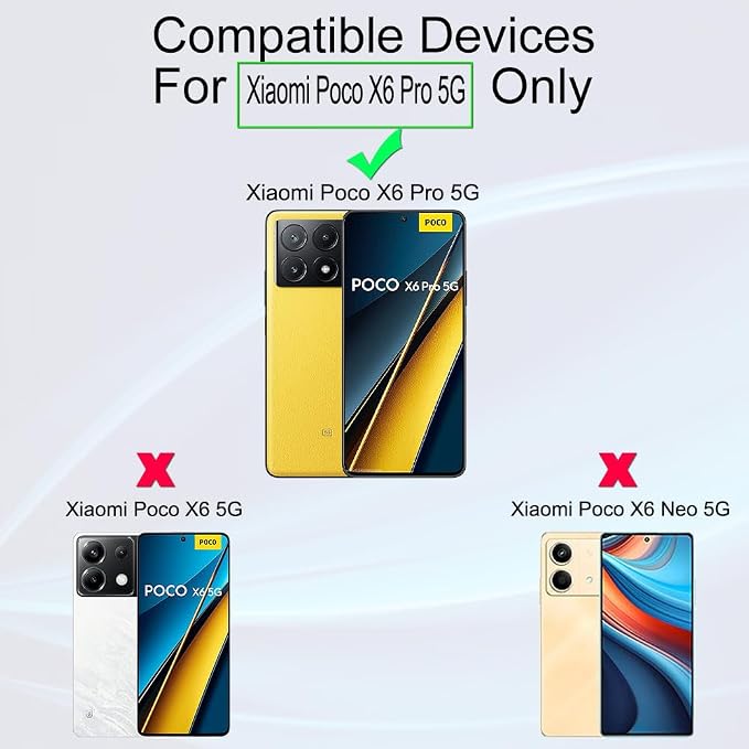 Ibywind 2 Pack Screen Protector For Xiaomi Poco X6 Pro 5G 6.679H Hardness Tempered GlassWith 1Pc Camera Lens Protector1Pc Back Carbon Fiber Film