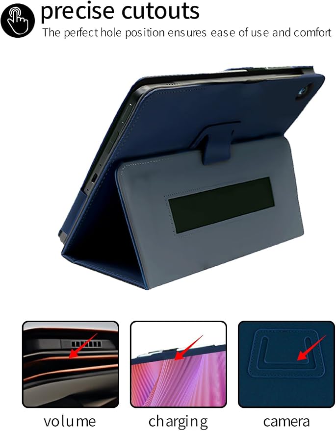for Lenovo Tab One 8.7 Inch Android Tablet CaseBOVUGAC Folding Stand Protective Cover with Pencil Holder and Wrist StrapFull Protection Premium PUScratch Resistant(Black)