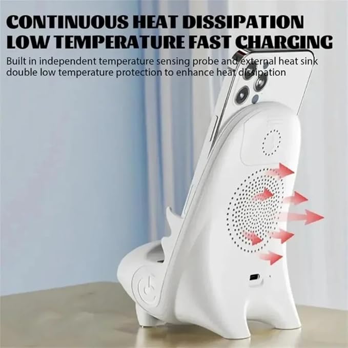 Unique Desktop Mobile Phone Stand Desktop Vertical Holder Magnetic Wireless Charger Unique Mini Chair Shape Tablet Phone Fast Charging Station (White)