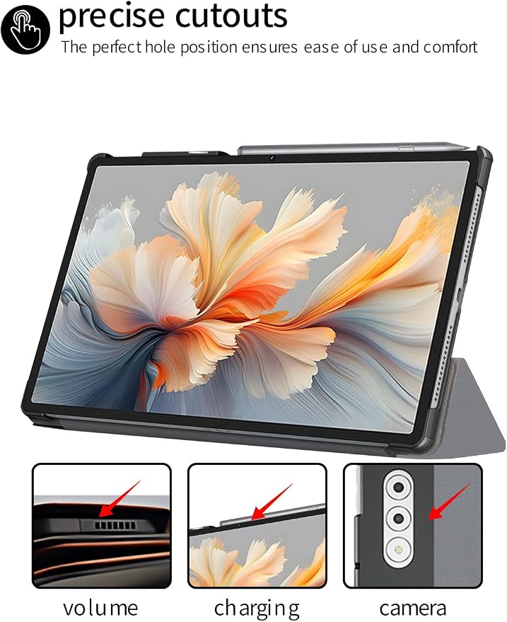 for Lenovo Yoga Tab Plus/Yoga Pad Pro 12.7 Tablet Case 2025BOVGAC Ultra Slim PU Leather Folding Protective Cover Case with Adjustable Soft TPU Back Shell Full Protection Scratch Resistant (Black)