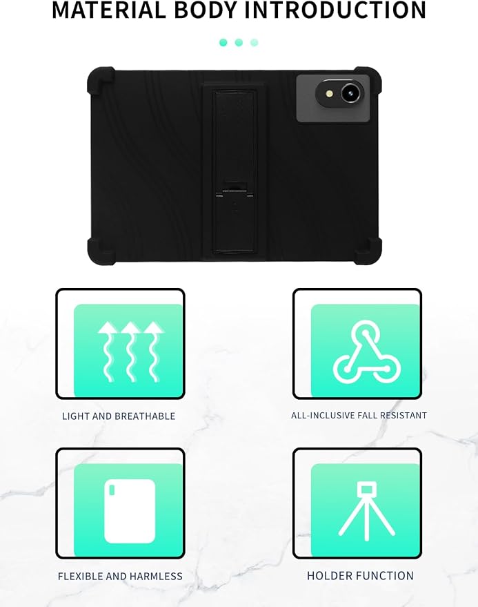 Case for ApoloMedia EP1095T 11 Tablet 2025 Android 15，WUNIAK Shock Proof Lightweight Stand Rubber Shell Protective CoverKids Friendly Soft Silicone Adjustable Stand CoverBlack